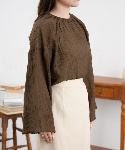 Ambre Neige(アンブルネージュ)の「【リボン取り外し可能】ボウタイシアーチュニックブラウス/【WEB/EC限定商品】(シャツ/ブラウス・レディース・アイボリー/ピンク/ダークブラウン・FREE)」の4枚目の写真