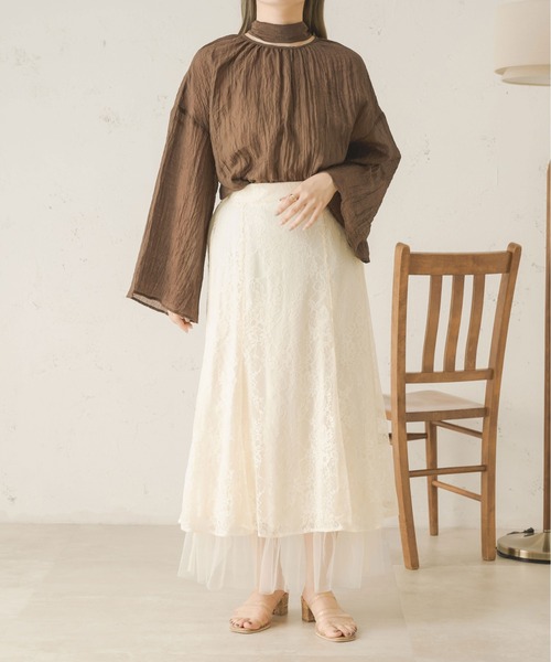 Ambre Neige(アンブルネージュ)の「【リボン取り外し可能】ボウタイシアーチュニックブラウス/【WEB/EC限定商品】(シャツ/ブラウス・レディース・アイボリー/ピンク/ダークブラウン・FREE)」の10枚目の写真