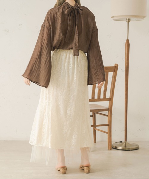 Ambre Neige(アンブルネージュ)の「【リボン取り外し可能】ボウタイシアーチュニックブラウス/【WEB/EC限定商品】(シャツ/ブラウス・レディース・アイボリー/ピンク/ダークブラウン・FREE)」の8枚目の写真