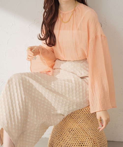 Ambre Neige(アンブルネージュ)の「【リボン取り外し可能】ボウタイシアーチュニックブラウス/【WEB/EC限定商品】(シャツ/ブラウス・レディース・アイボリー/ピンク/ダークブラウン・FREE)」の6枚目の写真