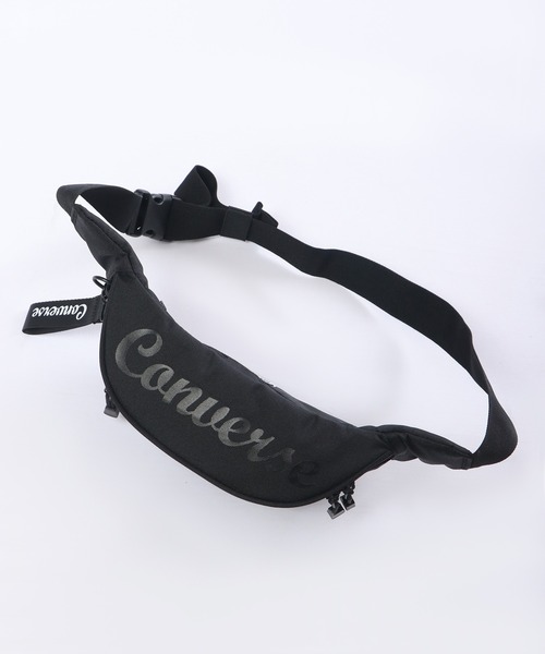 CONVERSE（コンバース）の「CONVERSE ラバーネーム　ロゴチャーム　ロゴプリント　ポリエステル　ウエストボディバッグ（ボディバッグ/ウエストポーチ・メンズ・ブラック×グリーン/ブラック×パープル/ブラック×ホワイト・FREE）」の11枚目の写真