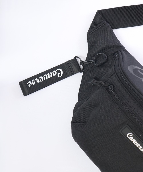 CONVERSE（コンバース）の「CONVERSE ラバーネーム　ロゴチャーム　ロゴプリント　ポリエステル　ウエストボディバッグ（ボディバッグ/ウエストポーチ・メンズ・ブラック×グリーン/ブラック×パープル/ブラック×ホワイト・FREE）」の14枚目の写真