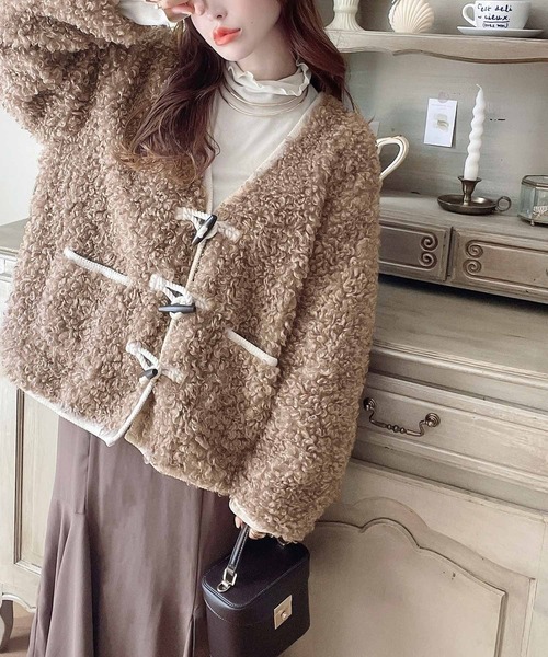 プードル　モップ　ふわふわ　シープボア　カーディガン　コート プードル モップ ふわふわ シープボア カーディガン コート