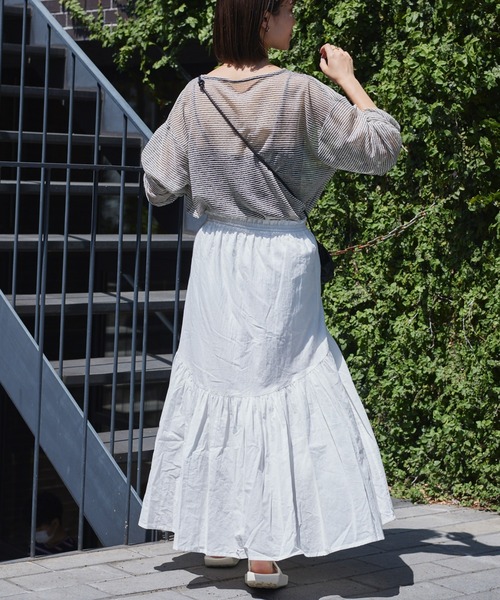 CIAOPANIC TYPY（チャオパニックティピー）の「ドロストギャザーコットンボイルボリュームスカート（スカート・レディース・ブルー/ブラック/ホワイト・ONE SIZE）」の17枚目の写真