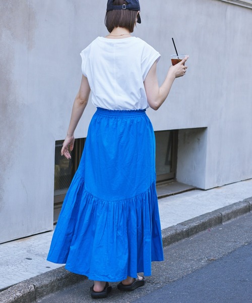 CIAOPANIC TYPY（チャオパニックティピー）の「ドロストギャザーコットンボイルボリュームスカート（スカート・レディース・ブルー/ブラック/ホワイト・ONE SIZE）」の7枚目の写真