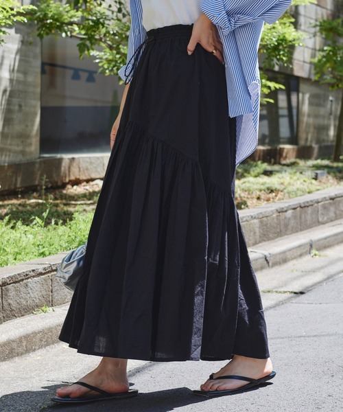 CIAOPANIC TYPY（チャオパニックティピー）の「ドロストギャザーコットンボイルボリュームスカート（スカート・レディース・ブルー/ブラック/ホワイト・ONE SIZE）」の13枚目の写真