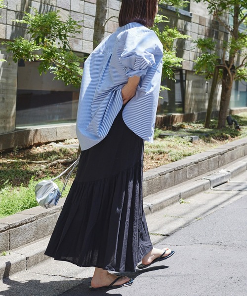 CIAOPANIC TYPY（チャオパニックティピー）の「ドロストギャザーコットンボイルボリュームスカート（スカート・レディース・ブルー/ブラック/ホワイト・ONE SIZE）」の14枚目の写真
