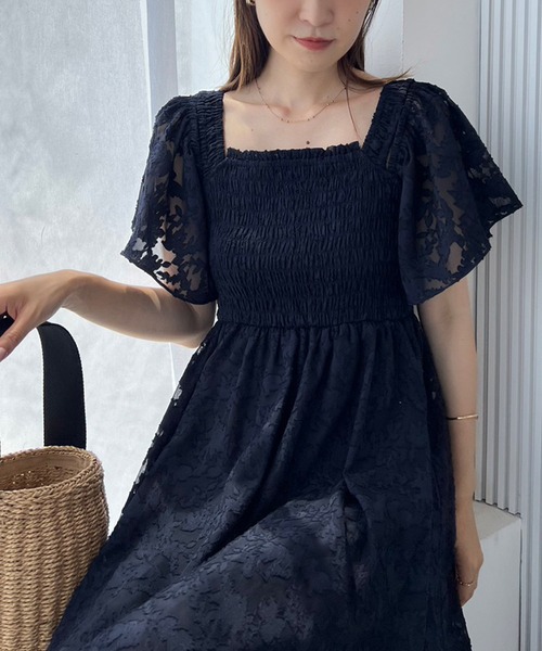 one after another NICE CLAUP（ワンアフターアナザーナイスクラップ）の「2way/シャーリングフレアワンピース（ワンピース・レディース・アイボリー/その他/ホワイト×ブラック/ネイビー・FREE）」の19枚目の写真