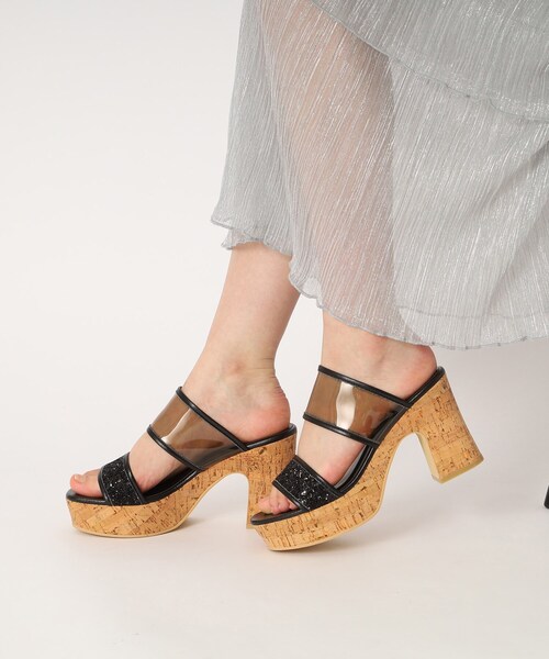 エスペランサコルクサンダル グリッターコルクプラットフォーム厚底サンダル（サンダル