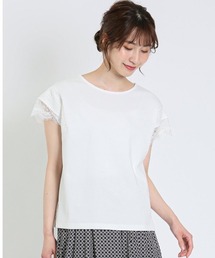 m.f.editorial | エムエフエディトリアルレディース/m.f.editorial:Women コットン レースデザイン Tシャツ(Tシャツ/カットソー)