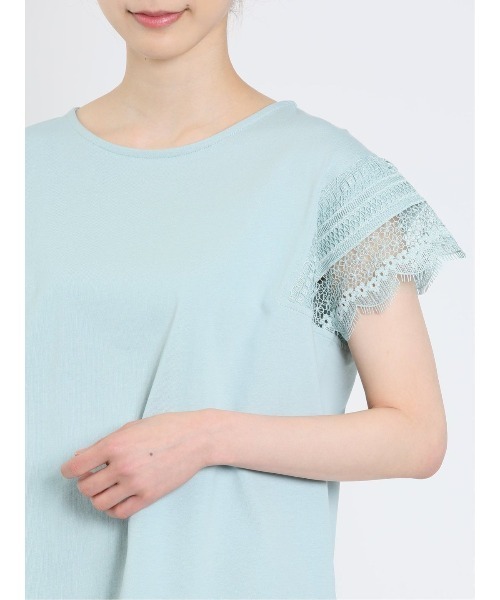 m.f.editorial（エムエフエディトリアル）の「m.f.エディトリアル レディース コットン レースデザイン Tシャツ（Tシャツ/カットソー・レディース・ライトグレー/ホワイト/ライトグリーン・FREE）」の18枚目の写真