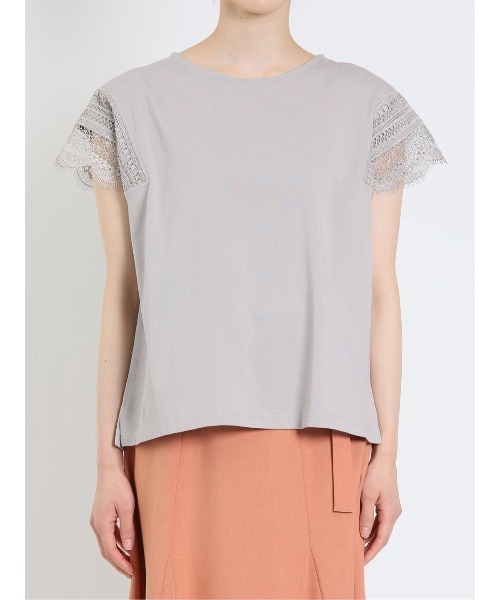 m.f.editorial（エムエフエディトリアル）の「m.f.エディトリアル レディース コットン レースデザイン Tシャツ（Tシャツ/カットソー・レディース・ライトグレー/ホワイト/ライトグリーン・FREE）」の5枚目の写真