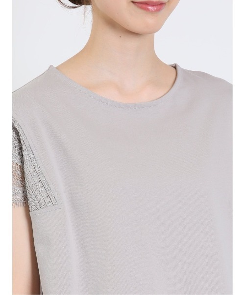 m.f.editorial（エムエフエディトリアル）の「m.f.エディトリアル レディース コットン レースデザイン Tシャツ（Tシャツ/カットソー・レディース・ライトグレー/ホワイト/ライトグリーン・FREE）」の8枚目の写真