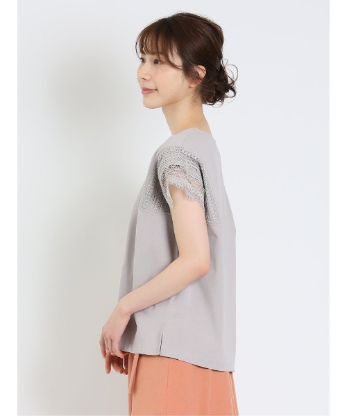 m.f.editorial（エムエフエディトリアル）の「m.f.エディトリアル レディース コットン レースデザイン Tシャツ（Tシャツ/カットソー・レディース・ライトグレー/ホワイト/ライトグリーン・FREE）」の11枚目の写真