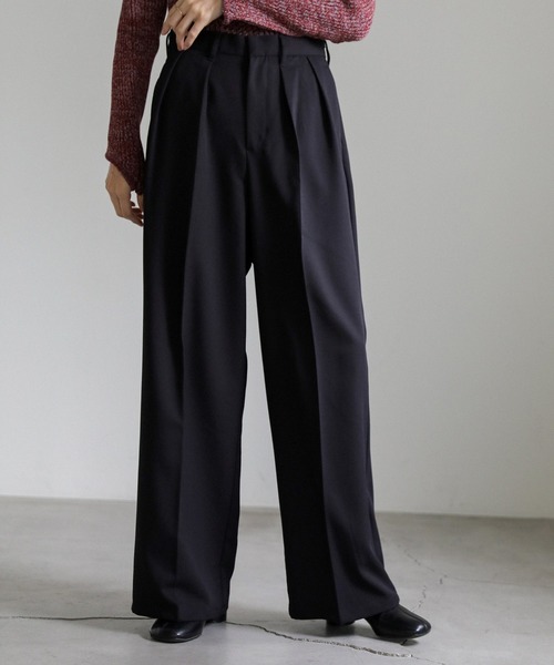 select MOCA（セレクトモカ）の「ダブルタックツイルスラックス（スラックス・レディース・ベージュ/ブラック/アイボリー・SMALL/MEDIUM）」の3枚目の写真