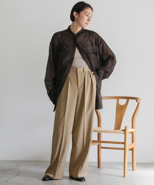 select MOCA（セレクトモカ）の「ダブルタックツイルスラックス（スラックス・レディース・ベージュ/ブラック/アイボリー・SMALL/MEDIUM）」の5枚目の写真