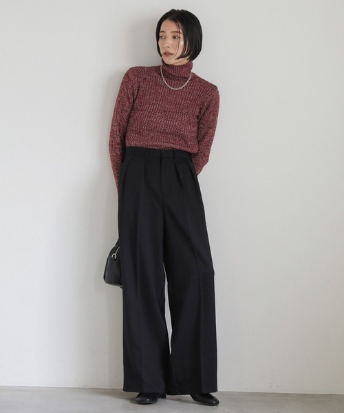 select MOCA（セレクトモカ）の「ダブルタックツイルスラックス（スラックス・レディース・ベージュ/ブラック/アイボリー・SMALL/MEDIUM）」の4枚目の写真