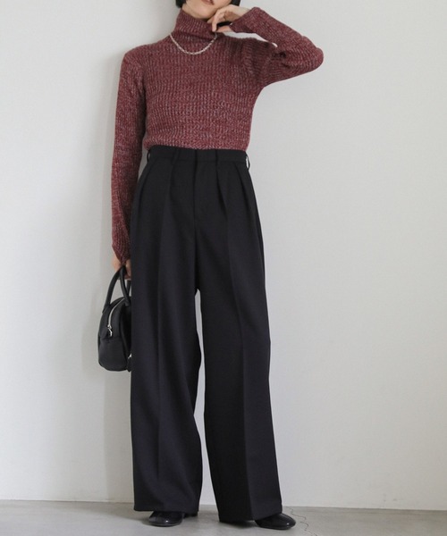 select MOCA（セレクトモカ）の「ダブルタックツイルスラックス（スラックス・レディース・ベージュ/ブラック/アイボリー・SMALL/MEDIUM）」の6枚目の写真