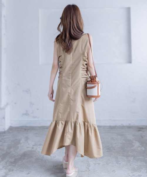 clear(クリア)の「ノースリーブギャザーデザインワンピース≪STAY MOTION≫(ワンピース・レディース・キャメル/ブラック・F)」の15枚目の写真