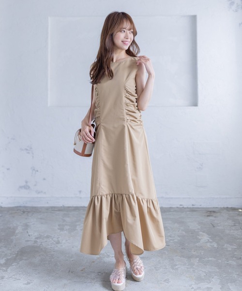 clear(クリア)の「ノースリーブギャザーデザインワンピース≪STAY MOTION≫(ワンピース・レディース・キャメル/ブラック・F)」の19枚目の写真