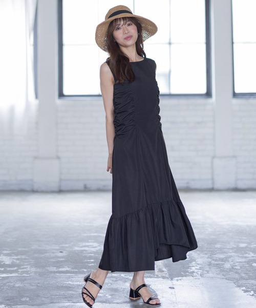 clear(クリア)の「ノースリーブギャザーデザインワンピース≪STAY MOTION≫(ワンピース・レディース・キャメル/ブラック・F)」の18枚目の写真