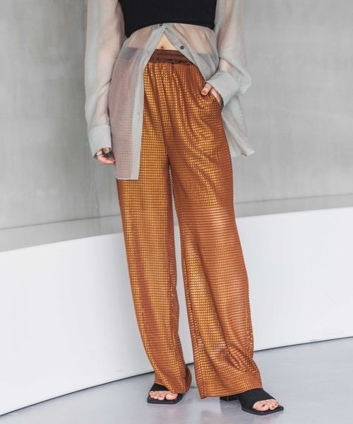 JEANASIS（ジーナシス）の「グロッシーハクプリントメッシュパンツ/965902（その他パンツ・レディース・ブラック系その他/ホワイト系その他/ブラウン系その他・FREE）」の3枚目の写真