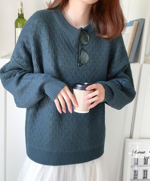Java(ジャバ)の「《Javaジャバコラボ》配色カラーが目を惹く主役級item。2wayリバーシブル配色ニット(ニット/セーター・レディース・ブラウン系1/アイボリー系1/グレイッシュブルー・LARGE/MEDIUM/SMALL/X-LARGE)」の12枚目の写真