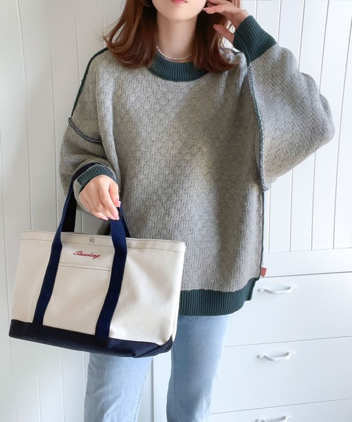 Java(ジャバ)の「《Javaジャバコラボ》配色カラーが目を惹く主役級item。2wayリバーシブル配色ニット(ニット/セーター・レディース・ブラウン系1/アイボリー系1/グレイッシュブルー・LARGE/MEDIUM/SMALL/X-LARGE)」の8枚目の写真