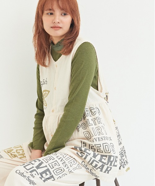 CUBE SUGAR（キューブシュガー）の「空紡糸先染めツイルフィードサックプリントブラウス（シャツ/ブラウス・レディース・グレー系その他/ベージュ系その他/ベージュ系その他2・M）」の4枚目の写真