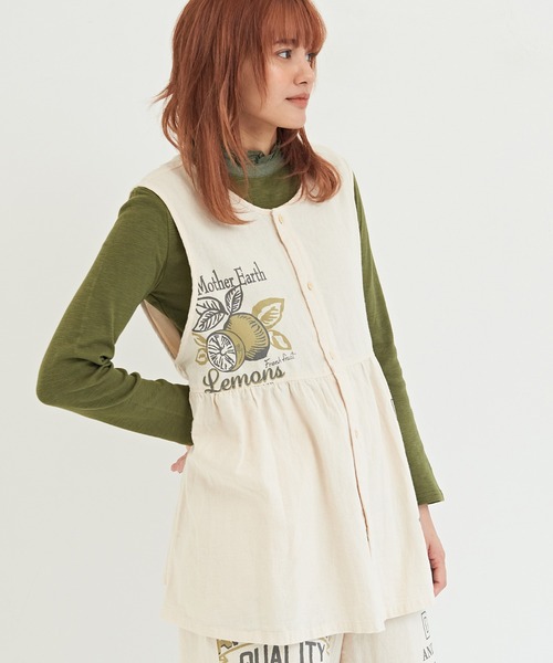 CUBE SUGAR（キューブシュガー）の「空紡糸先染めツイルフィードサックプリントブラウス（シャツ/ブラウス・レディース・グレー系その他/ベージュ系その他/ベージュ系その他2・M）」の6枚目の写真