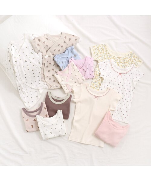 apres les cours(アプレレクール)の「フライス長袖グレコ肌着(肌着・キッズ・サックスブルー/ピンク/キナリ・70/80)」の4枚目の写真