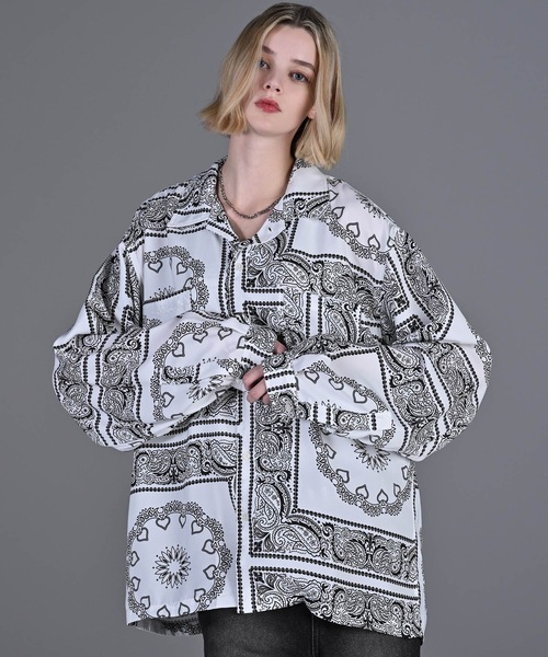 デザインセットアップ、アート柄ドルマン セール】dolman sleeve open color shirt / ドルマンスリーブオープン