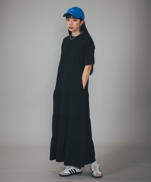BABU-BU（バブーブ）の「TIERED CUT SEW MAXI H/S ONEPIECE（ワンピース・レディース・ブラック/ベージュ・ONE SIZE）」の20枚目の写真