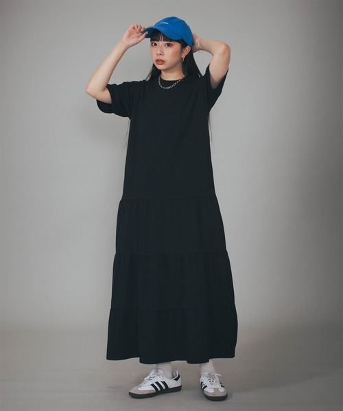 BABU-BU（バブーブ）の「TIERED CUT SEW MAXI H/S ONEPIECE（ワンピース・レディース・ブラック/ベージュ・ONE SIZE）」の21枚目の写真