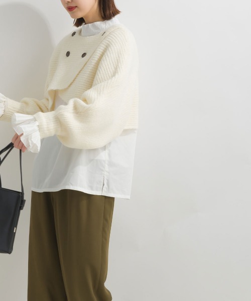 カーディガン CREAPE BOLERO ボレロ レディース フロントクロスラップニットボレロ（カーディガン/ボレロ