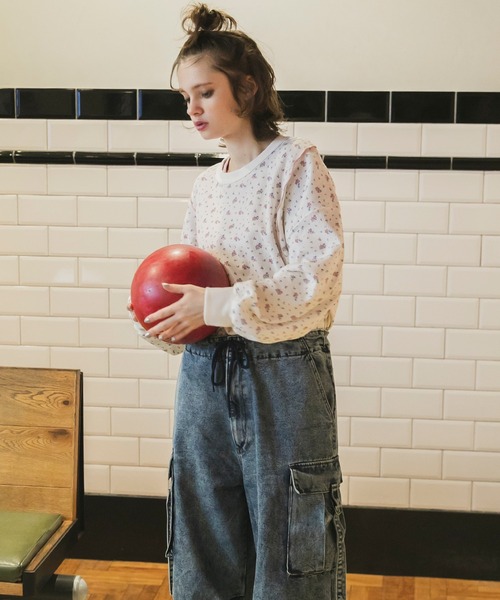 forksy.（フォルクシー）の「【forksy.】小花柄ワッフルメロー配色オーバーサイズロンT（Tシャツ/カットソー・レディース・キナリ/杢グレー/アイボリー/オフホワイト/ホワイト系その他・FREE）」の15枚目の写真