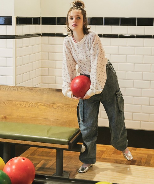 forksy.（フォルクシー）の「【forksy.】小花柄ワッフルメロー配色オーバーサイズロンT（Tシャツ/カットソー・レディース・キナリ/杢グレー/アイボリー/オフホワイト/ホワイト系その他・FREE）」の19枚目の写真