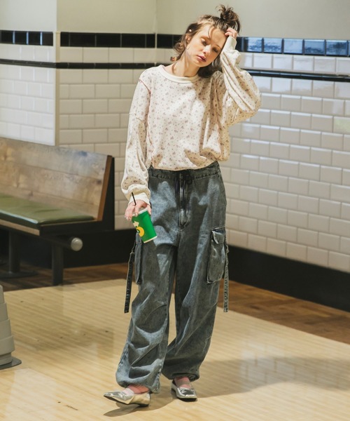 forksy.（フォルクシー）の「【forksy.】小花柄ワッフルメロー配色オーバーサイズロンT（Tシャツ/カットソー・レディース・キナリ/杢グレー/アイボリー/オフホワイト/ホワイト系その他・FREE）」の20枚目の写真