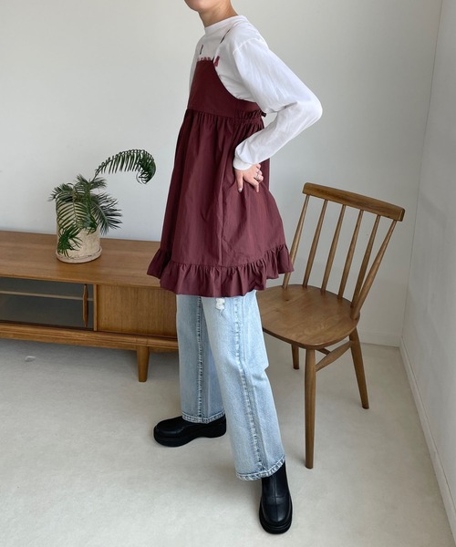 LOWRYS FARM(ローリーズファーム)の「フリルキャミチュニック 971181(キャミソール・レディース・ブラック/アイボリー/ブラウン・FREE)」の14枚目の写真