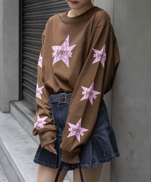 NICE GHOST CLUB(ナイスゴーストクラブ)の「【UNISEX】niceghostclub/ゴーストスター長袖Tシャツ 2976715(Tシャツ/カットソー・レディース・ホワイト/ブラウン/ブラック・SMALL/MEDIUM)」の6枚目の写真