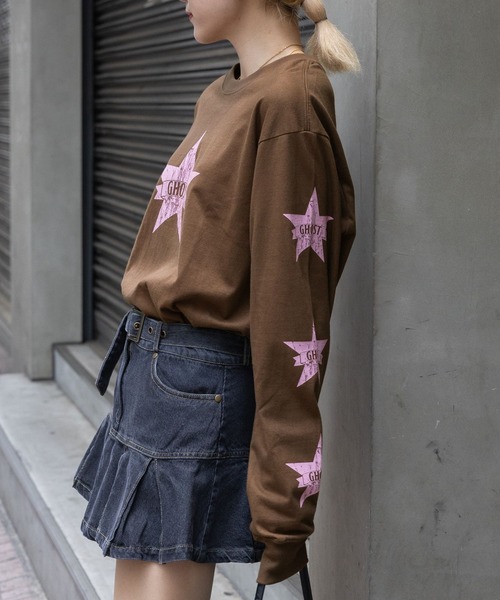 NICE GHOST CLUB(ナイスゴーストクラブ)の「【UNISEX】niceghostclub/ゴーストスター長袖Tシャツ 2976715(Tシャツ/カットソー・レディース・ホワイト/ブラウン/ブラック・SMALL/MEDIUM)」の7枚目の写真