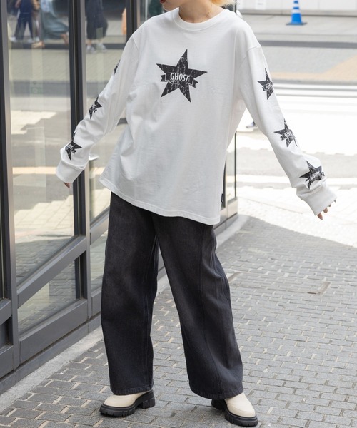 NICE GHOST CLUB(ナイスゴーストクラブ)の「【UNISEX】niceghostclub/ゴーストスター長袖Tシャツ 2976715(Tシャツ/カットソー・レディース・ホワイト/ブラウン/ブラック・SMALL/MEDIUM)」の9枚目の写真