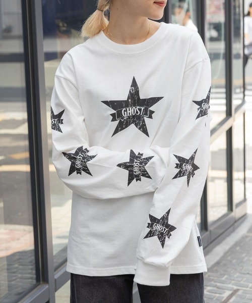 NICE GHOST CLUB(ナイスゴーストクラブ)の「【UNISEX】niceghostclub/ゴーストスター長袖Tシャツ 2976715(Tシャツ/カットソー・レディース・ホワイト/ブラウン/ブラック・SMALL/MEDIUM)」の11枚目の写真