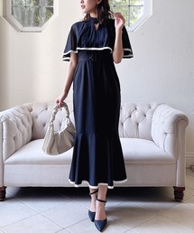 ケープ配色マーメイドワンピース