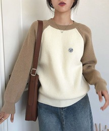 配色スリーブ切り替えニット