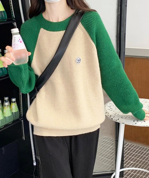 Dewlily(デューリリー)の「配色スリーブ切り替えニット(ニット/セーター・レディース・ブラック/ブラウン/グリーン・FREE)」の7枚目の写真