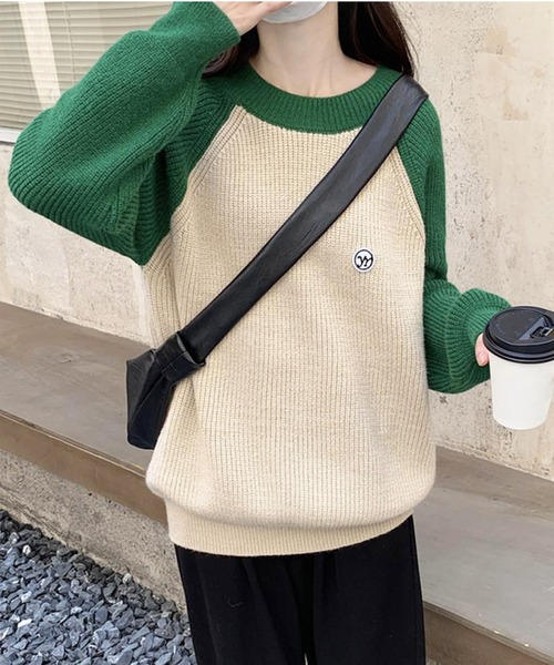 Dewlily(デューリリー)の「配色スリーブ切り替えニット(ニット/セーター・レディース・ブラック/ブラウン/グリーン・FREE)」の11枚目の写真