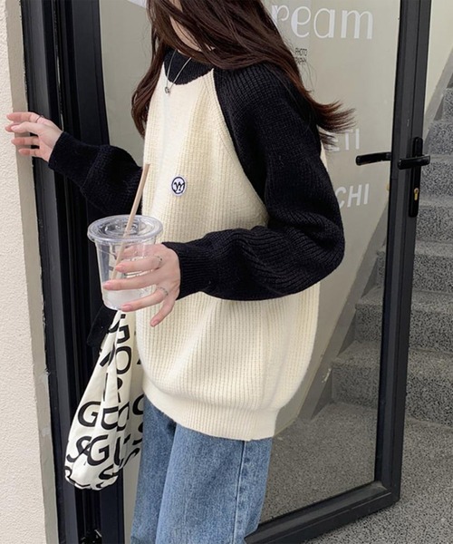 Dewlily(デューリリー)の「配色スリーブ切り替えニット(ニット/セーター・レディース・ブラック/ブラウン/グリーン・FREE)」の12枚目の写真