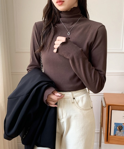 ABITOKYO(アビトーキョー)の「メロウタートルネックインナーカットソー(Tシャツ/カットソー・レディース・ベージュ/ホワイト/ブラック/モカ・M/L/XL)」の7枚目の写真
