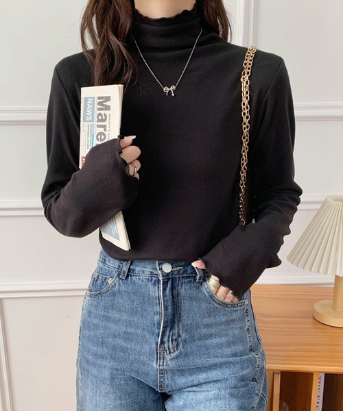 ABITOKYO(アビトーキョー)の「メロウタートルネックインナーカットソー(Tシャツ/カットソー・レディース・ベージュ/ホワイト/ブラック/モカ・M/L/XL)」の11枚目の写真